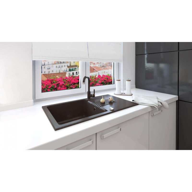 Laveo Lena bateria zlewozmywakowa stojąca szary granit