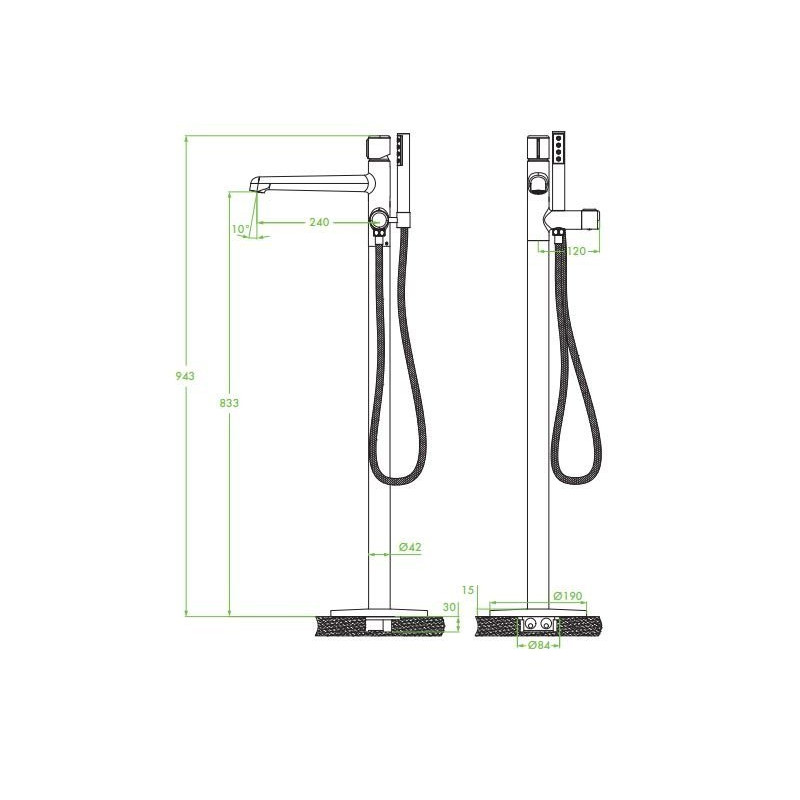 Elegancka Bateria Wannowa Pretto Czarna - Styl i Funkcjonalność w Jednym