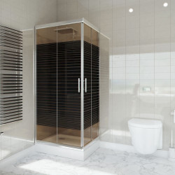 Stylowa Kabina Prysznicowa Sigma 80 - Chromowana, Brązowe Szkło z Paskami