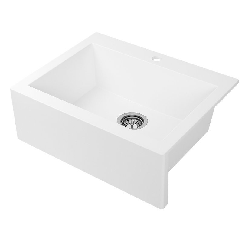 Granitowy Zlewozmywak Farmerski Komodo, Biały 58x49cm, Odporny na Wszystko, 10 lat Gwarancji