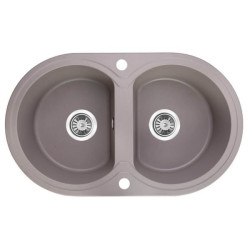 Laveo Dafne zlewozmywak granitowy szare 470x780 2-komorowy