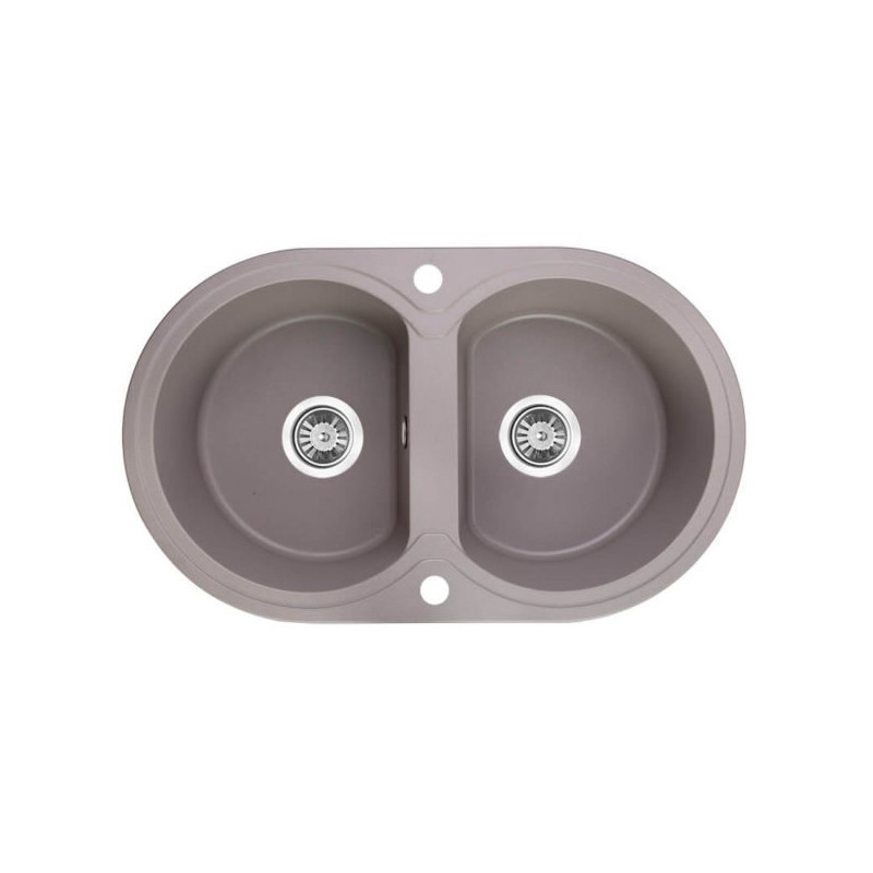 Elegancki i trwały zlewozmywak granitowy Dafne 2-komorowy z automatycznym odpływem i syfonem