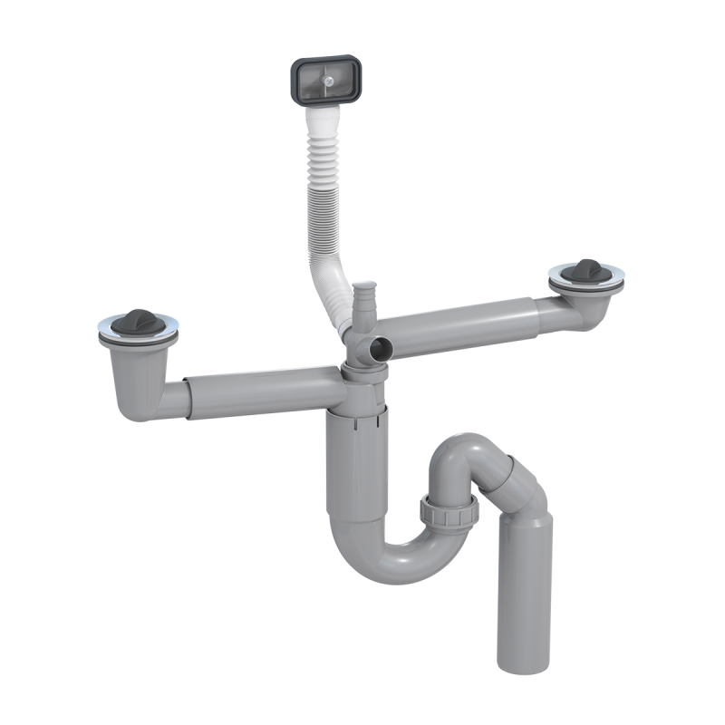 Super Syfon P-LOC do Zlewu Dwukomorowego - Model PL2-D5S45-01PL