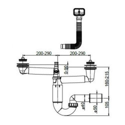 Super Syfon P-LOC do Zlewu Dwukomorowego - Model PL2-D5S45-01PL