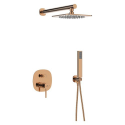 Elegancki Zestaw Podtynkowy POLA w Różowym Złocie z Nowoczesną Jednouchwytową Baterią