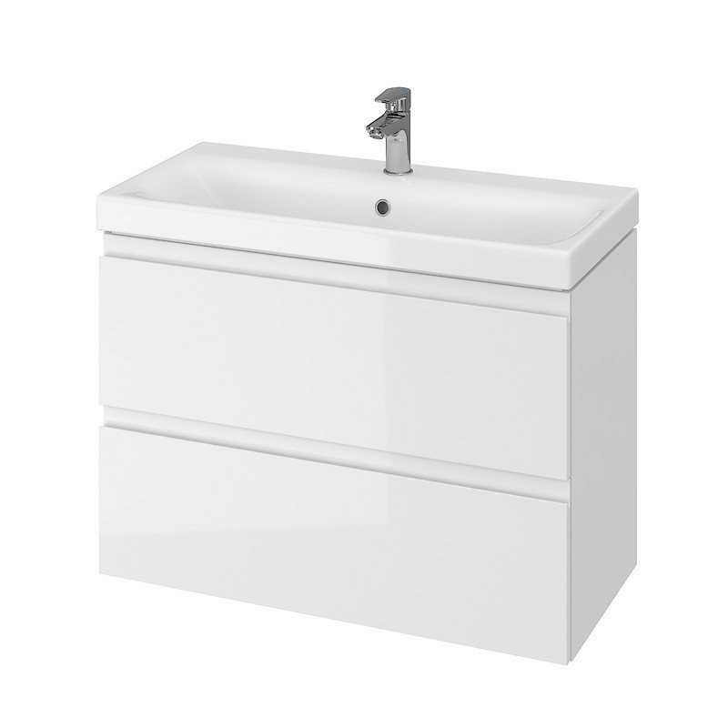 Stylowy Zestaw Łazienkowy: Szafka z Umywalką MODUO SLIM 80 Biała