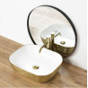 Ceramiczna Umywalka Nablatowa Floria Gold/Biały 51x41 - Elegancja Twojej Łazienki!