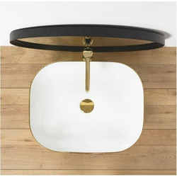 Ceramiczna Umywalka Nablatowa Floria Gold/Biały 51x41 - Elegancja Twojej Łazienki!