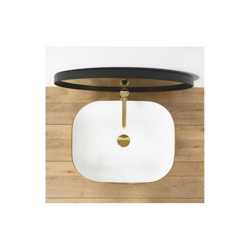 Ceramiczna Umywalka Nablatowa Floria Gold/Biały 51x41 - Elegancja Twojej Łazienki!