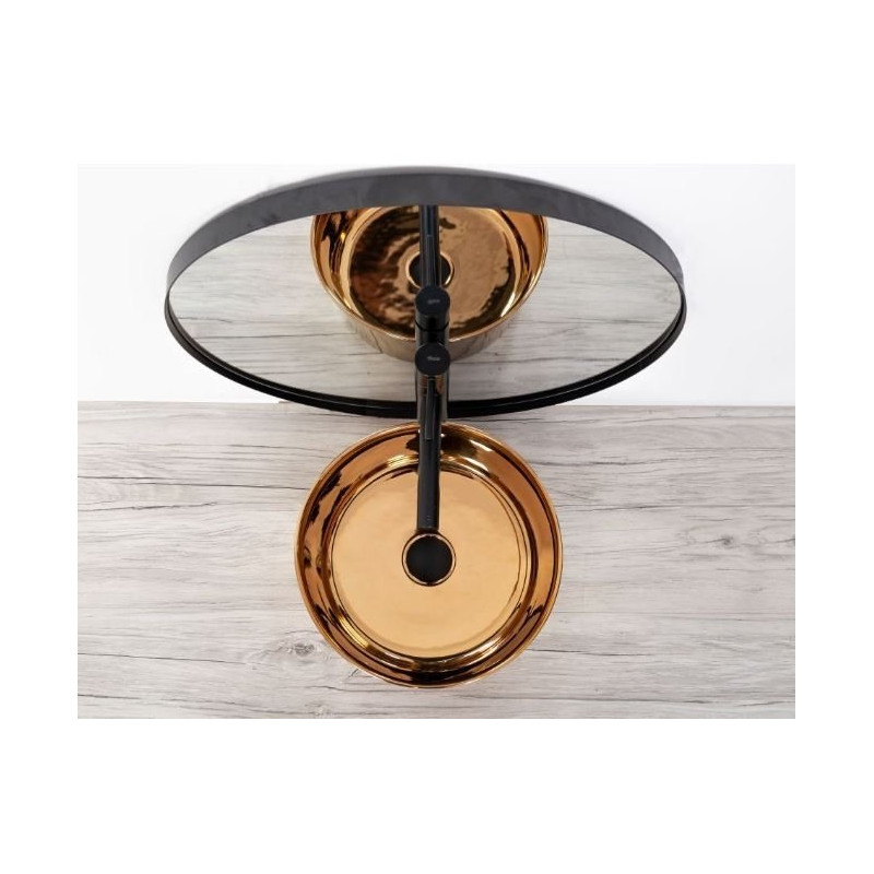 Luxusowa umywalka ceramiczna nablatowa Ida 36x36 w kolorze różowego złota