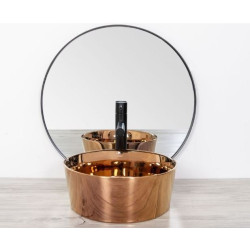 Luxusowa umywalka ceramiczna nablatowa Ida 36x36 w kolorze różowego złota