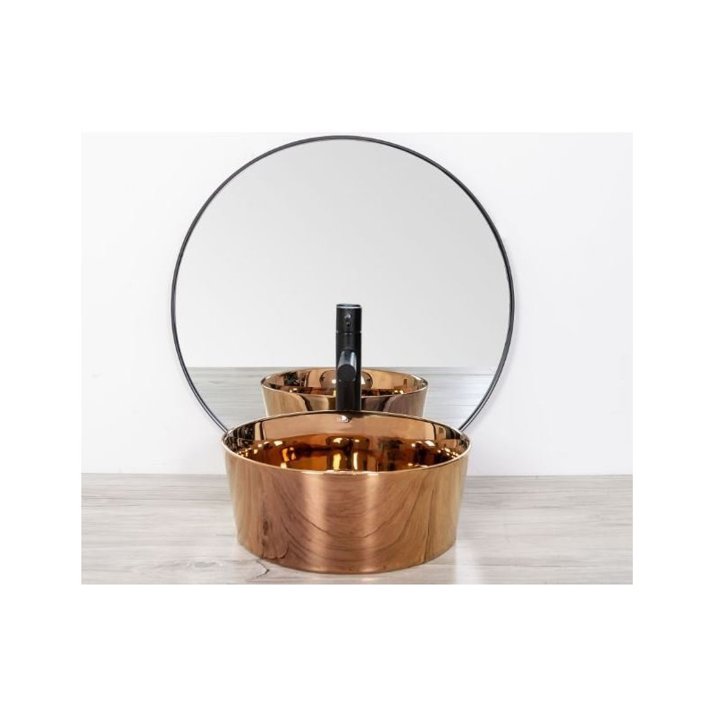 Luxusowa umywalka ceramiczna nablatowa Ida 36x36 w kolorze różowego złota