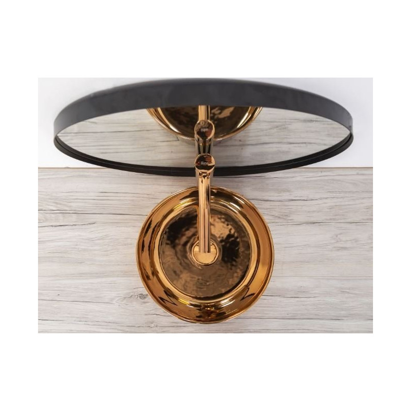 Luxusowa umywalka ceramiczna nablatowa Ida 36x36 w kolorze różowego złota