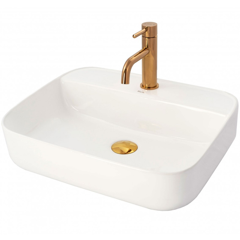 Stylowa Bateria Umywalkowa Lungo Niska w Kolorze Różowego Złota - Elegancja w Łazience