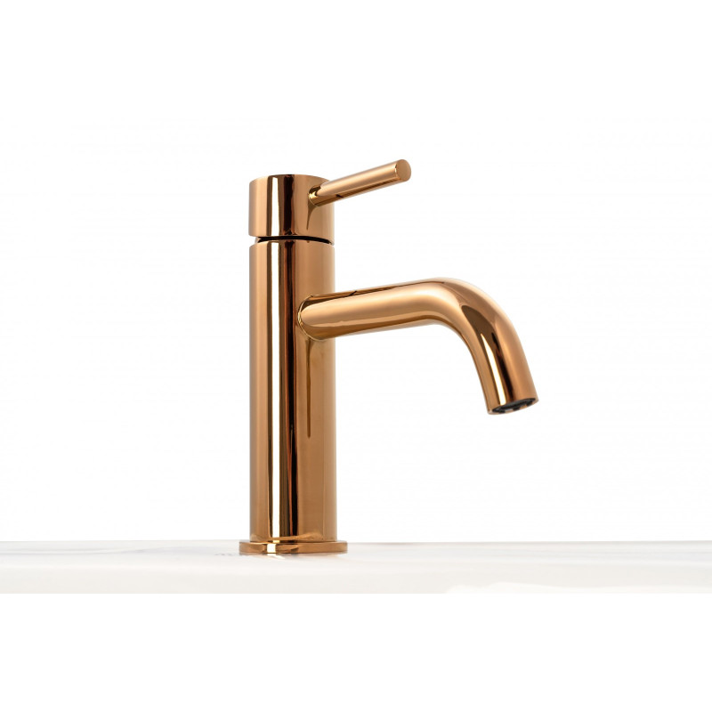 Stylowa Bateria Umywalkowa Lungo Niska w Kolorze Różowego Złota - Elegancja w Łazience