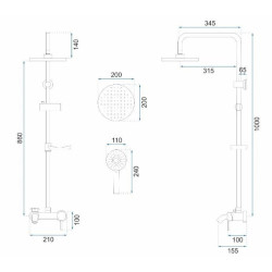 Stylowy Zestaw Prysznicowy Luis Czarny - Nowoczesny Design dla Twojej Łazienki