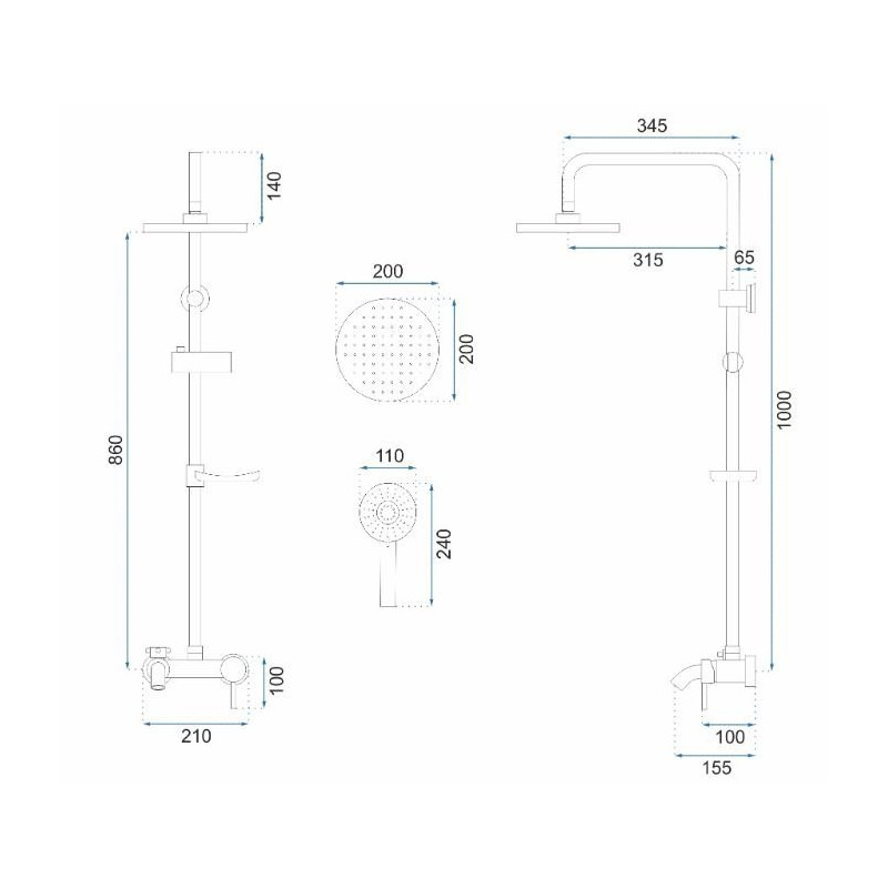 Stylowy Zestaw Prysznicowy Luis Czarny - Nowoczesny Design dla Twojej Łazienki