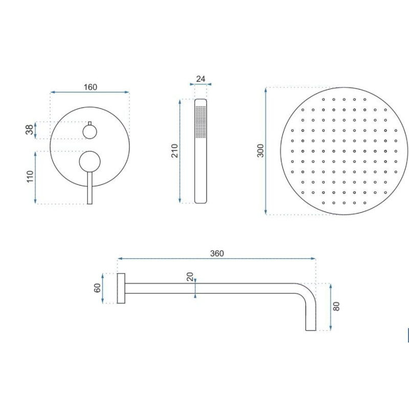 Luksusowy Zestaw Prysznicowy LUNGO z Ukrytym Montażem - Nowoczesny Chromowany Design
