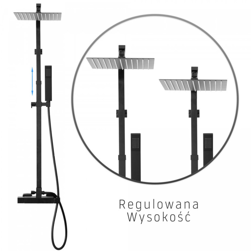 Elegancki Zestaw Prysznicowy Milan Czarny - Twoja Łazienka w Nowoczesnym Stylu!