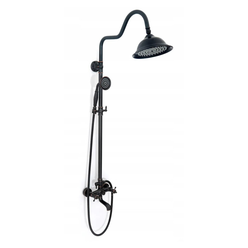 Zjawiskowy Zestaw Prysznicowy Retro Czarny z Przecieranym Wykończeniem