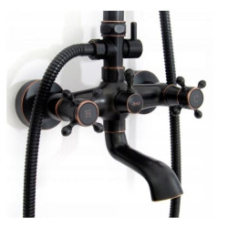 Zjawiskowy Zestaw Prysznicowy Retro Czarny z Przecieranym Wykończeniem