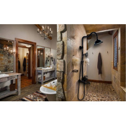 Zjawiskowy Zestaw Prysznicowy Retro Czarny z Przecieranym Wykończeniem