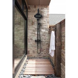 Zjawiskowy Zestaw Prysznicowy Retro Czarny z Przecieranym Wykończeniem