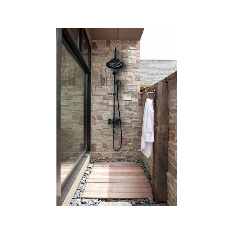 Zjawiskowy Zestaw Prysznicowy Retro Czarny z Przecieranym Wykończeniem