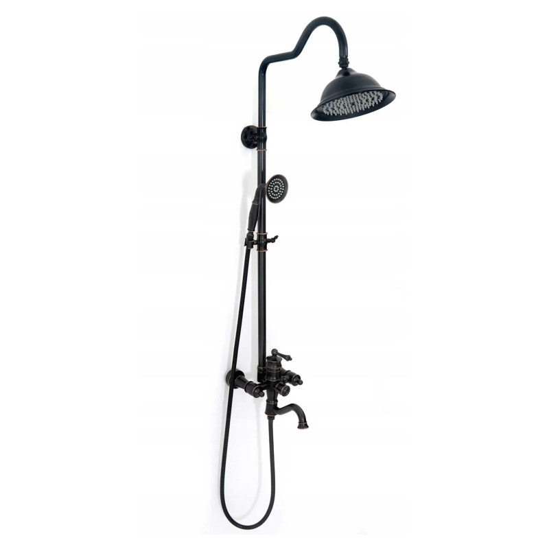 Stylowy Zestaw Prysznicowy Vintage w Czarnym Przecieranym Wykończeniu dla Twojej Łazienki