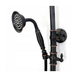 Stylowy Zestaw Prysznicowy Vintage w Czarnym Przecieranym Wykończeniu dla Twojej Łazienki