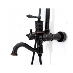 Stylowy Zestaw Prysznicowy Vintage w Czarnym Przecieranym Wykończeniu dla Twojej Łazienki