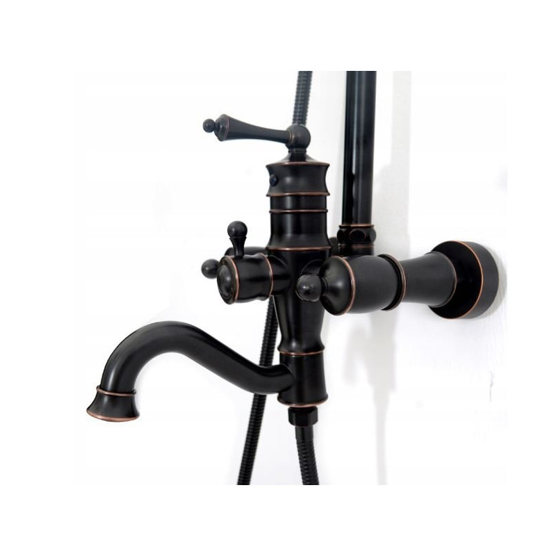 Stylowy Zestaw Prysznicowy Vintage w Czarnym Przecieranym Wykończeniu dla Twojej Łazienki