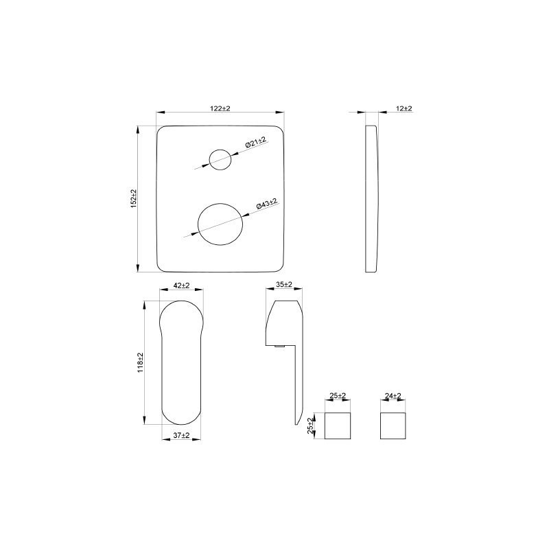 Stylowy Zestaw Prysznicowy Siros 2-funkcyjny Invena Czarny Podtynkowy