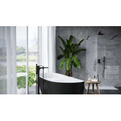 Keria zestaw prysznicowo-wannowy podtynkowy z deszczownicą 20x20 cm, 2 funkcyjny, czarny mat