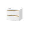 Tuto szafka wisząca 60 cm podumywalkowa 2 szuflady, biały połysk/dąb