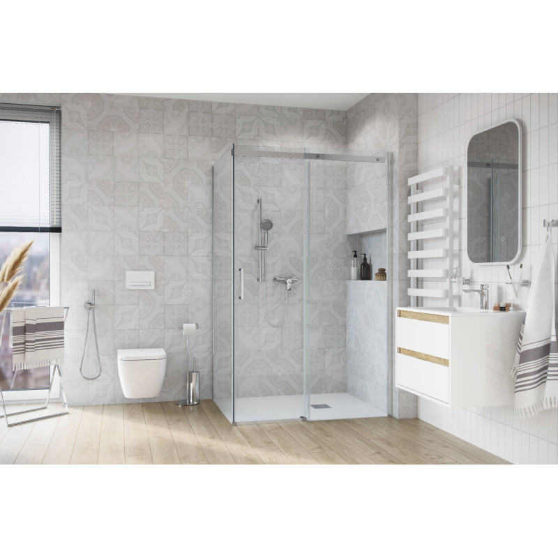 Tuto szafka wisząca 60 cm podumywalkowa 2 szuflady, biały połysk/dąb