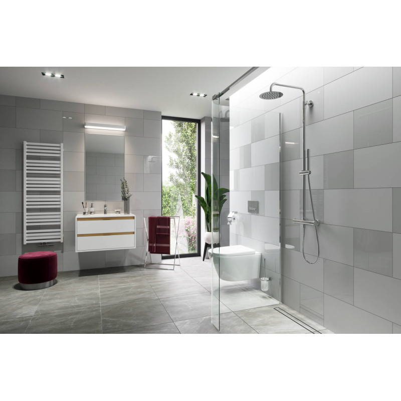 Tuto szafka wisząca 60 cm podumywalkowa 2 szuflady, biały połysk/dąb