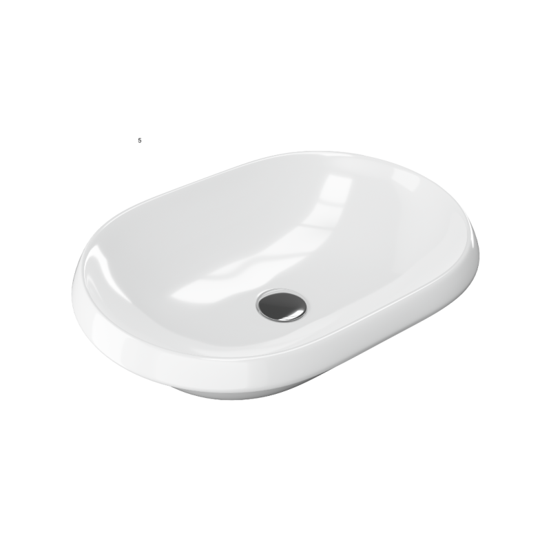 Lupio umywalka nablatowa/wpuszczana 60x40 cm owalna, biały połysk