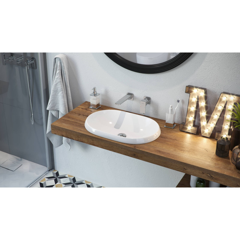 Lupio umywalka nablatowa/wpuszczana 60x40 cm owalna, biały połysk