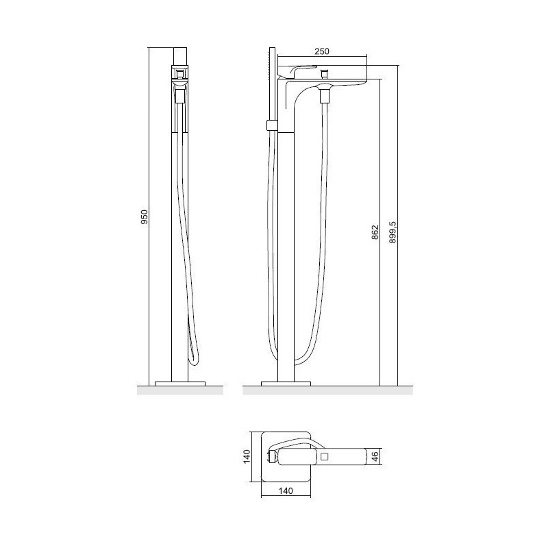 Excellent Keria bateria wannowa wolnostojąca   czarny mat