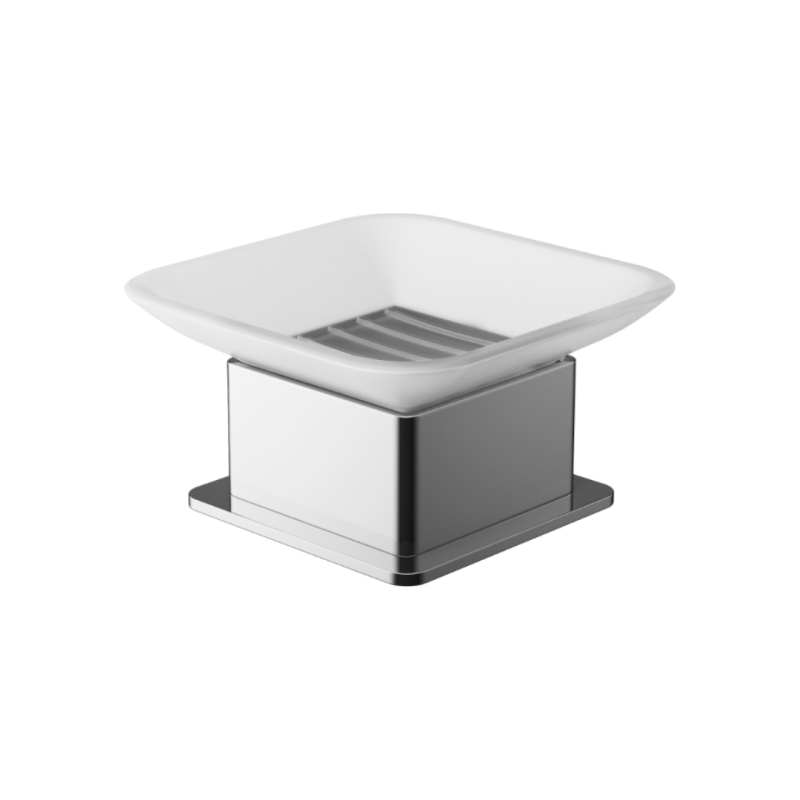 Riko mydelniczka stojąca szklana, chrom