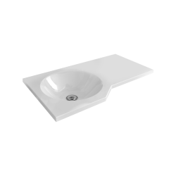 Be Spot umywalka wisząca Solid Surface 60x34 cm lewa z otworem na baterię, biały połysk