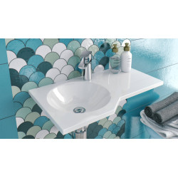 Be Spot umywalka wisząca Solid Surface 60x34 cm lewa z otworem na baterię, biały połysk