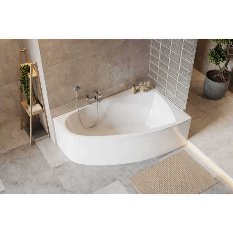 Kameleon wanna narożna 170x110 cm prawa, bialy połysk