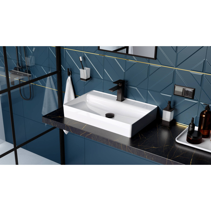 Riko dozownik do mydła w płynie stojący, czarny  mat