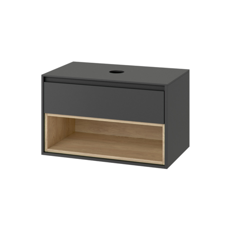 Tuto szafka wisząca 80 cm podumywalkowa  z blatem, szary/dąb
