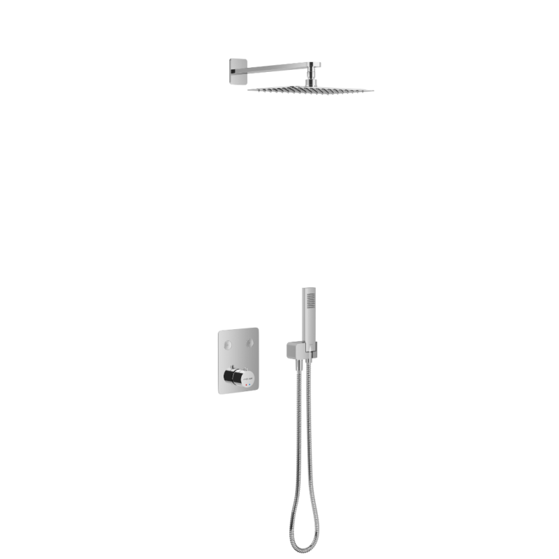 Krotos zestaw prysznicowo-wannowy podtynkowy z deszczownicą 20x30cm 2 funkcyjny, chrom