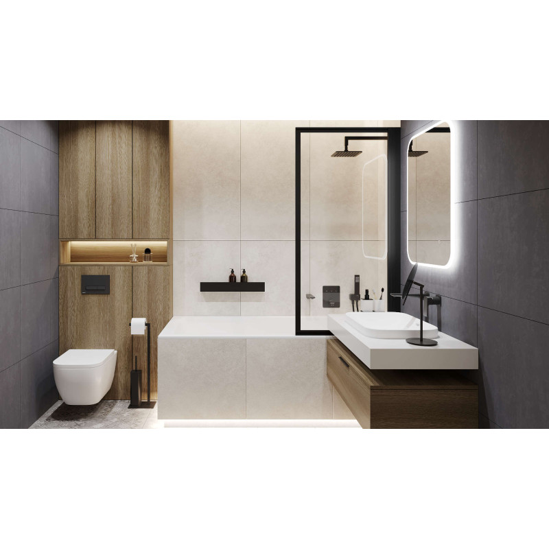 Riko stojak na papier ze szczotką, czarny  mat