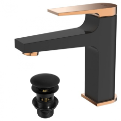 Elegancka Bateria Łazienkowa MIDNIGHT Czarna ze Złotem - Stylowy Akcent Twojej Łazienki!