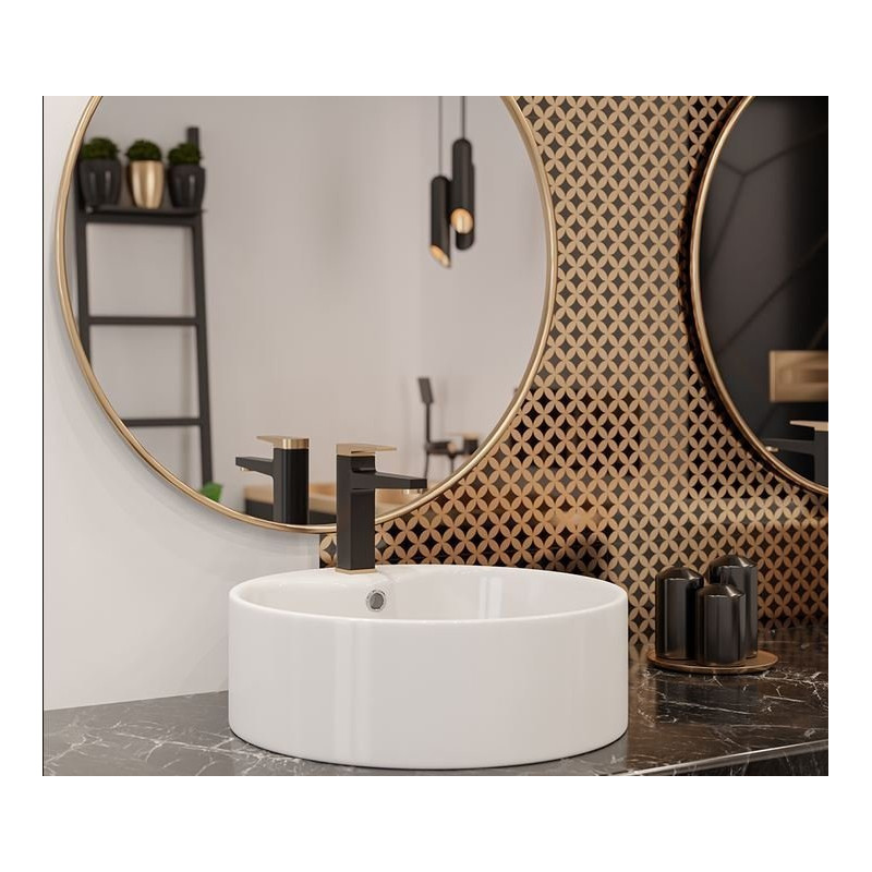 Elegancka Bateria Łazienkowa MIDNIGHT Czarna ze Złotem - Stylowy Akcent Twojej Łazienki!